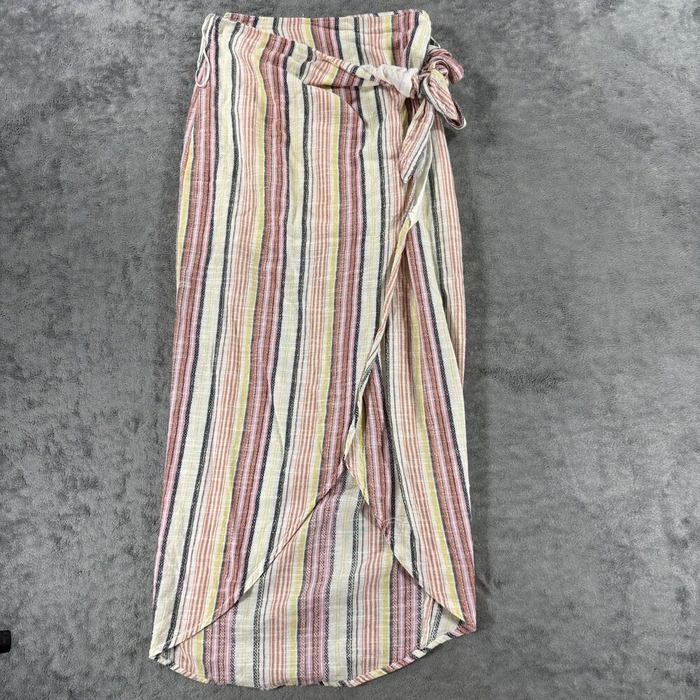 Free People‎ Aubrey Stripe High Low Muti-Color Striped Sarong Skirt US 0